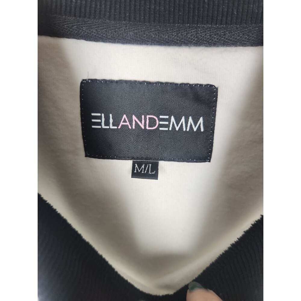 Ellaandemm Women's Sz. M/L Black/White Terrycloth Sweatshirt - Picture 3 of 5